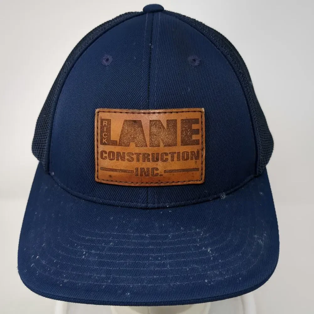 Pacific Headwear Baseball Cap Blue Brown Size 8 Rick Lane Construction Mesh Hat